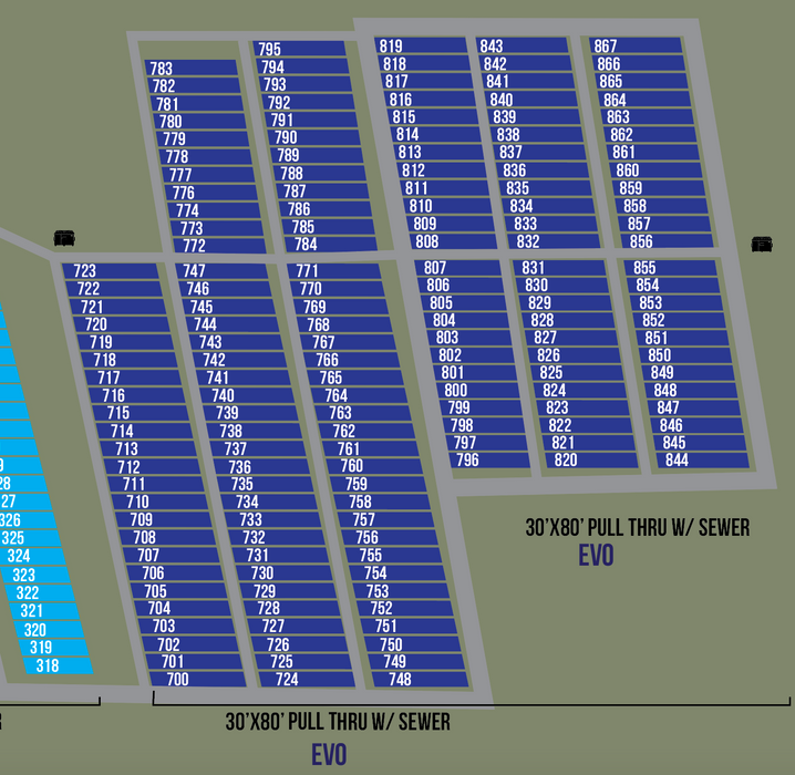 2026 EVO RV Park PULL THROUGH (30 x 90) (772 - 867)