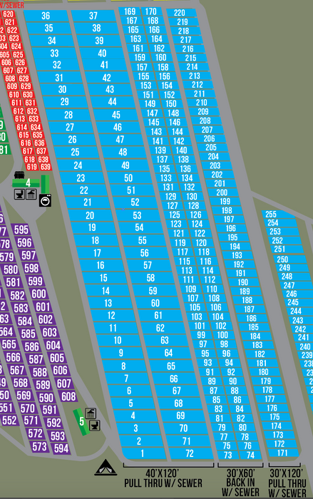 2026 Pan Head RV Park PULL THROUGH (30 x 120) Sites 171 - 220